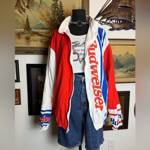 Vintage 1980s /90a Budweiser Racing Windbreaker Jacket Men's Large USA